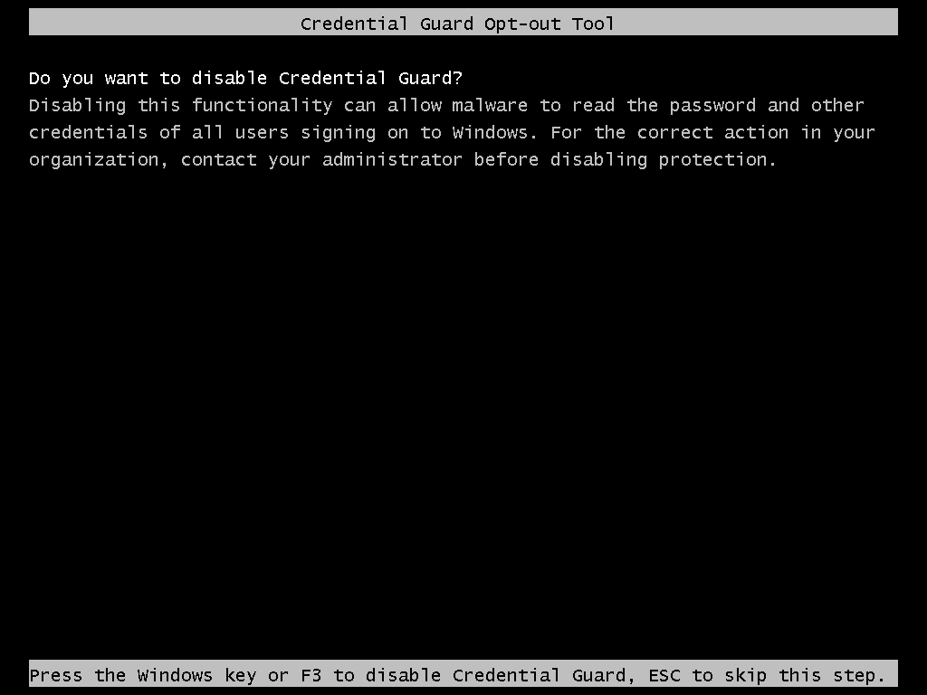 Do you want to disable Credential Guard?