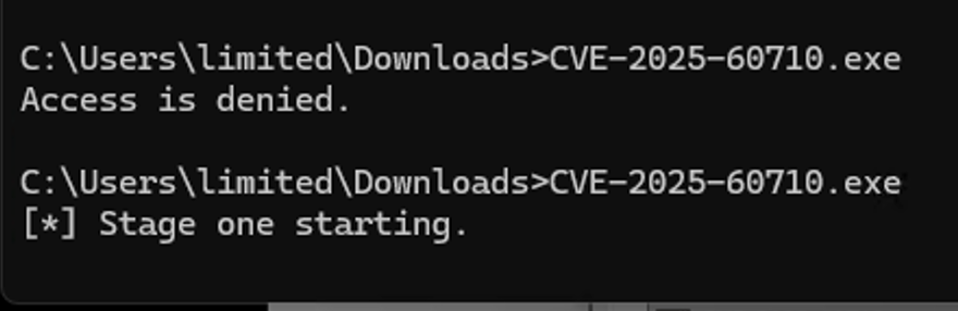 example CVE output on hardened system - doesn't work