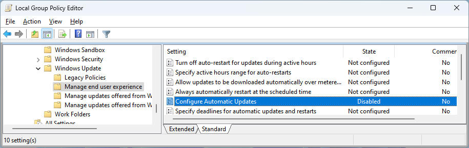 gpo - configure automatic updates
