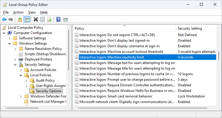 gpo - machine inactivity limit